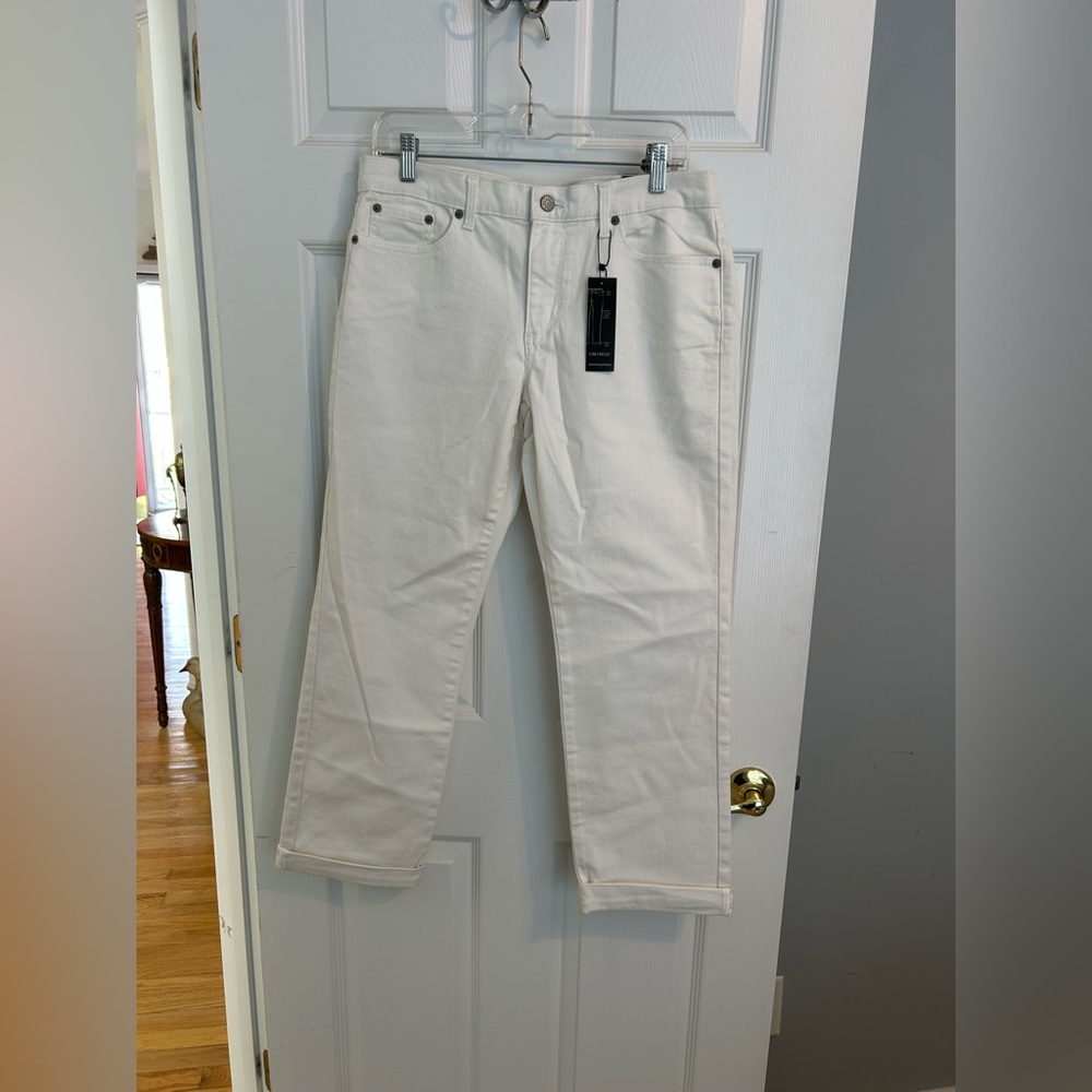 Banana Republic White Straight Girlfriend Jeans